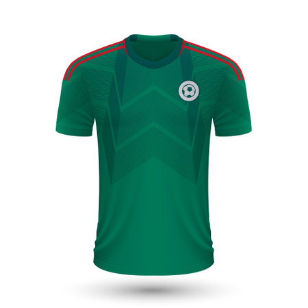 Realistic soccer shirt of Mexico, jersey template for football kitのイラスト素材