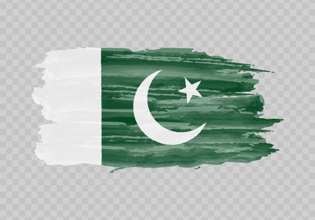Watercolor painting flag of Pakistan. hand drawing brush strokeのイラスト素材