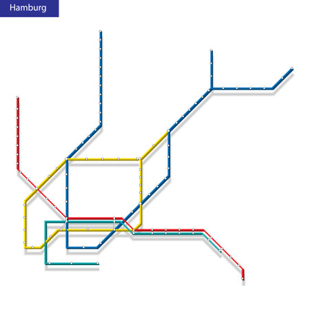 3d isometric Map of the Hamburg metro subway. Template of city transportation scheme for underground roadのイラスト素材