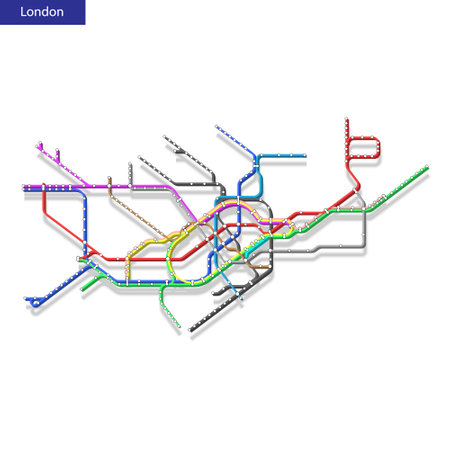 3d isometric Map of the London metro subway. Template of city transportation scheme for underground roadのイラスト素材