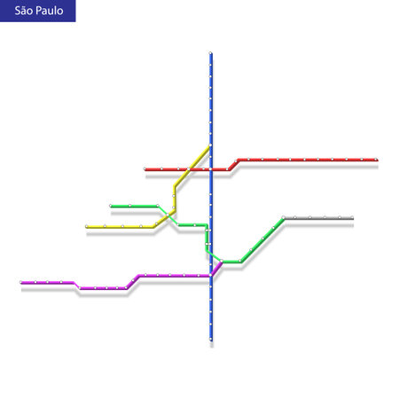 3d isometric Map of the Sao Paulo metro subway. Template of city transportation scheme for underground roadのイラスト素材