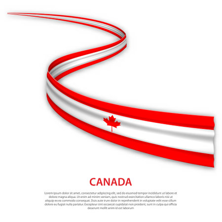Waving ribbon or banner with flag of Canada. Template for independence day poster designのイラスト素材