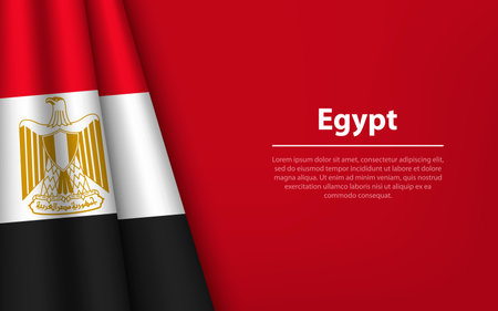 Wave flag of Egypt with copyspace background. Banner or ribbon vector template for independence dayのイラスト素材