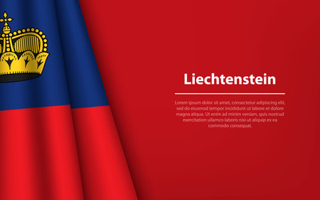 Wave flag of Liechtenstein with copyspace background. Banner or ribbon vector template for independence dayのイラスト素材