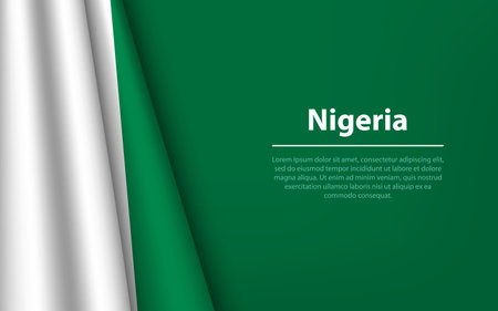 Wave flag of Nigeria with copyspace background. Banner or ribbon vector template for independence dayのイラスト素材