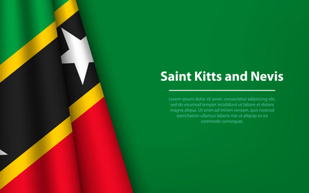 Wave flag of Saint Kitts and Nevis with copyspace background. Banner or ribbon vector template for independence dayのイラスト素材