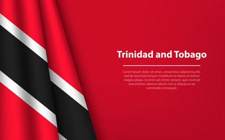 Wave flag of Trinidad and Tobago with copyspace background. Banner or ribbon vector template for independence dayのイラスト素材