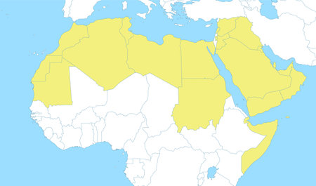 Political color map of Arab World with borders of the statesのイラスト素材