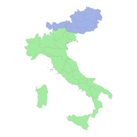 High quality political map of Italy and Austria with borders of the regions or provinces. vector illustrationのイラスト素材