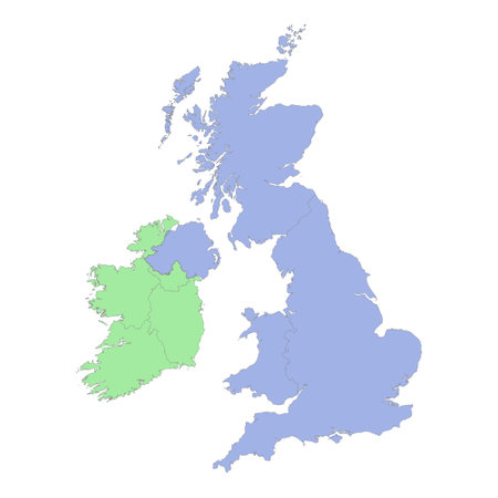 High quality political map of United Kingdom and Ireland with borders of the regions or provinces. vector illustrationのイラスト素材