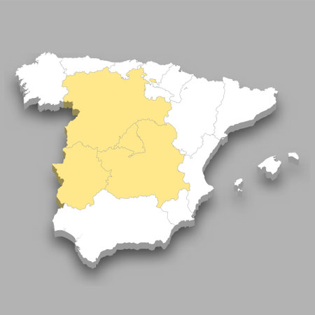 Center region location within Spain 3d isometric mapのイラスト素材