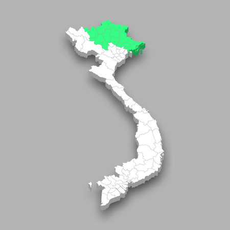 Northeast region location within Vietnam 3d isometric mapのイラスト素材