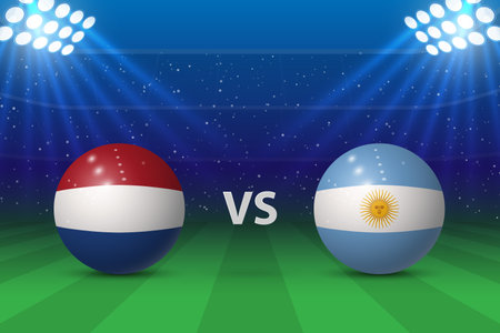 Netherlands vs Argentina. Football scoreboard broadcast graphic soccer templateのイラスト素材