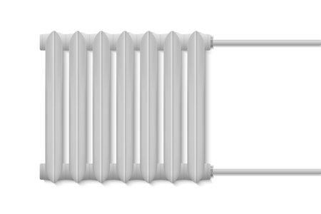 3d realistic heating battery. domestic radiator on the wallのイラスト素材