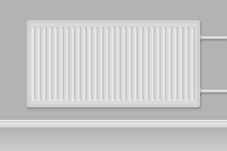3d realistic heating battery. domestic radiator on the wallのイラスト素材