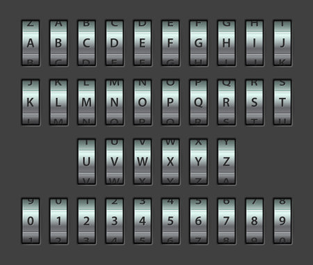 Combination lock font. Realistic metal mechanical codeのイラスト素材