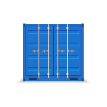 3d blue cargo ship container. front viewのイラスト素材