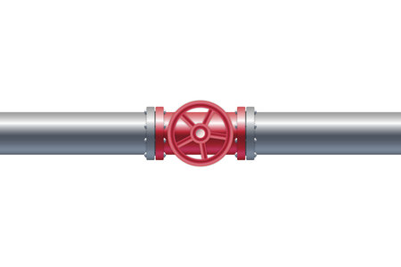 3d realistic pipe with valve and piping system. vector illustrationのイラスト素材