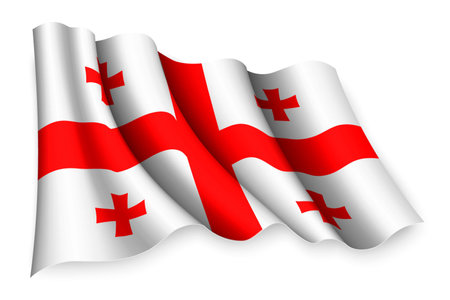 Realistic waving flag of Georgiaのイラスト素材
