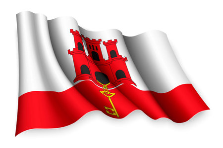Realistic waving flag of Gibraltarのイラスト素材
