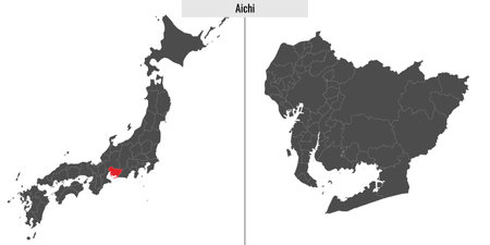 map of Aichi prefecture of Japan and location on Japanese mapのイラスト素材