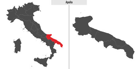 map of Apulia province of Italy and location on Italian mapのイラスト素材
