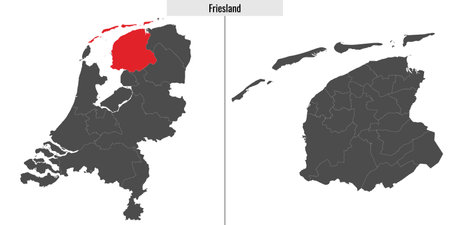 map of Friesland region of Netherlands and location on Dutch mapのイラスト素材
