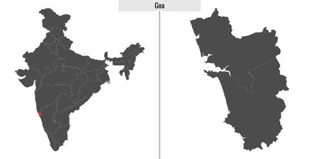map of Goa state of India and location on Indian mapのイラスト素材