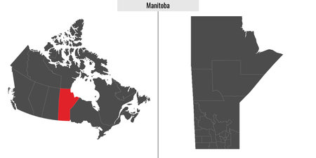 map of Manitoba province of Canada and location on Canadian mapのイラスト素材