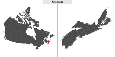 map of Nova Scotia province of Canada and location on Canadian mapのイラスト素材