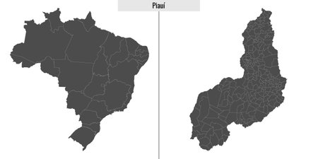 map of Piaui state of Brazil and location on Brazilian mapのイラスト素材