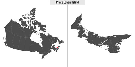 map of Prince Edward Island province of Canada and location on Canadian mapのイラスト素材
