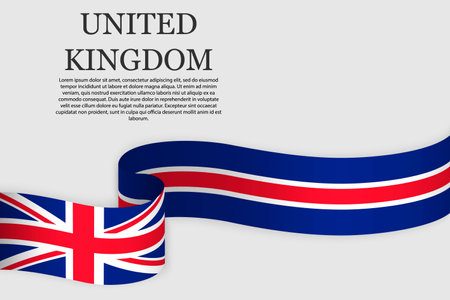 Ribbon flag of United Kingdom . abstract backgroundのイラスト素材