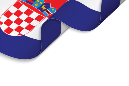 Background with Waving flag of Croatiaのイラスト素材