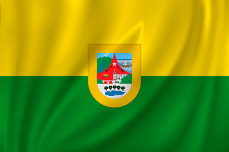 Flag of Narino waving in the wind on silk background. Department Colombiaのイラスト素材