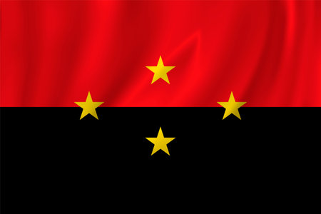 Flag of Norte de Santander waving in the wind on silk background. Department Colombiaのイラスト素材