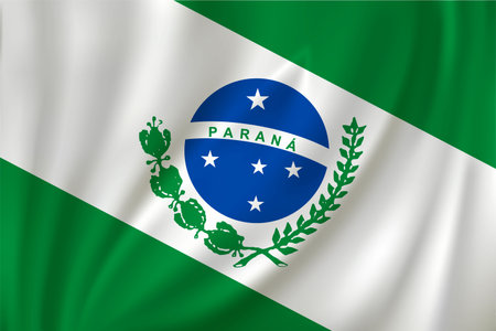 Flag of Parana waving in the wind on silk background. State Brazilのイラスト素材