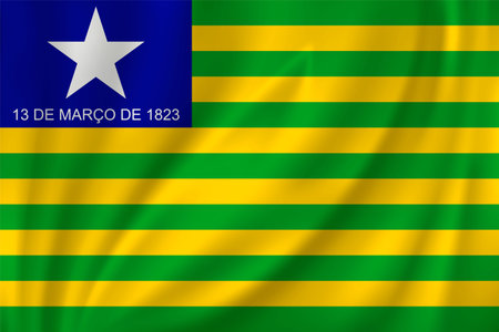 Flag of Piaui waving in the wind on silk background. State Brazilのイラスト素材