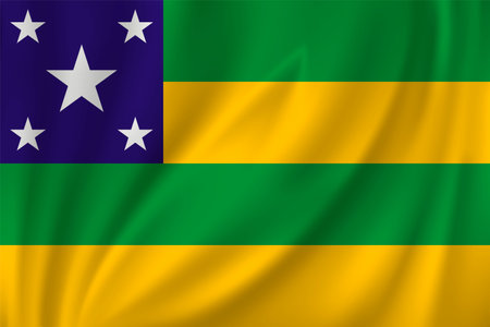 Flag of Sergipe waving in the wind on silk background. State Brazilのイラスト素材