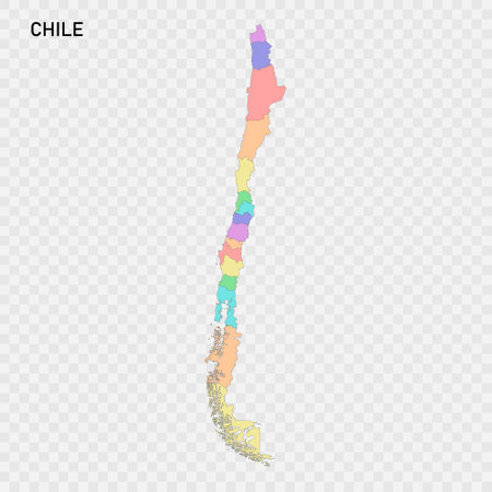 Isolated colored map of Chile with borders of the regionsのイラスト素材