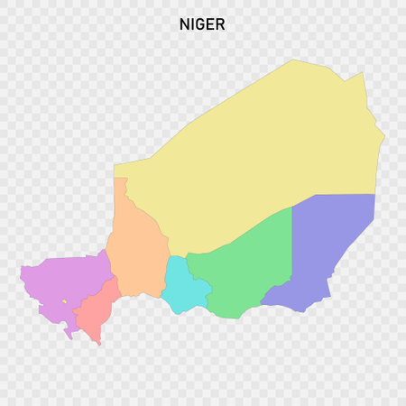 Isolated colored map of Niger with borders of the regionsのイラスト素材