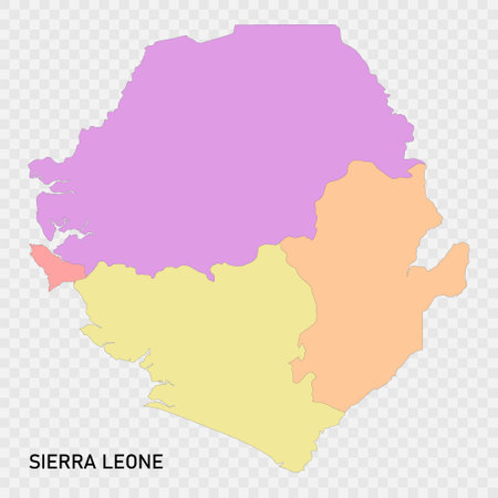 Isolated colored map of Sierra Leone with borders of the regionsのイラスト素材