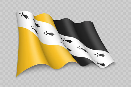 3D Realistic waving Flag of Norfolk is a county of England on transparent backgroundのイラスト素材