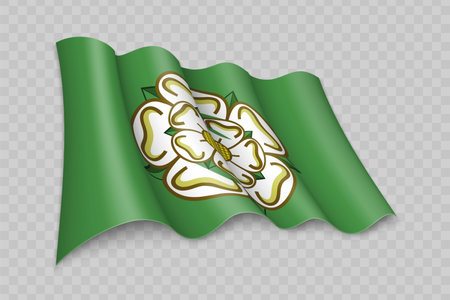 3D Realistic waving Flag of North Yorkshire is a county of England on transparent backgroundのイラスト素材