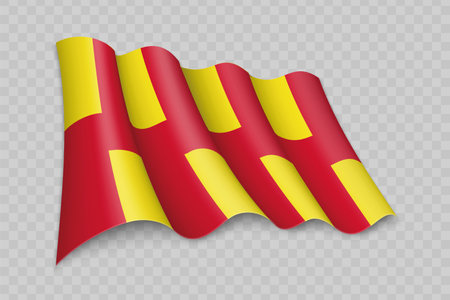 3D Realistic waving Flag of Northumberland is a county of England on transparent backgroundのイラスト素材