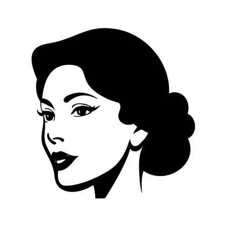 Woman head silhoutte, Beautiful face and hair Fashion iconのイラスト素材