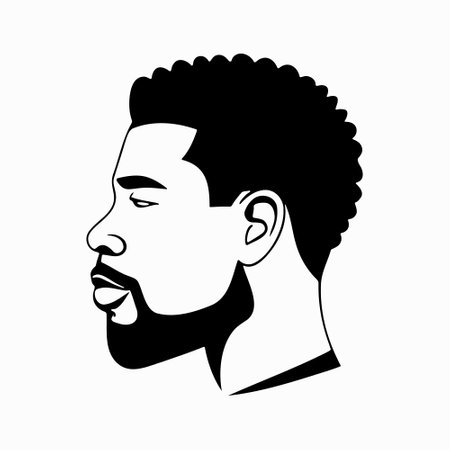 African Man head silhoutte, Beautiful face fashion iconのイラスト素材
