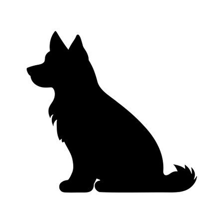 Dog silhouette logo isolated on white background, vector iconのイラスト素材
