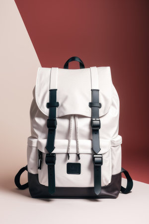 Travel hiking bagpack isolated on white background. Generative AIの素材