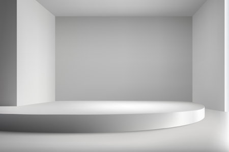 3d realistic empty stage on show room background. Product presentation mockupのイラスト素材